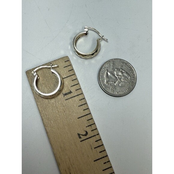 Giani Bernini Sterling silver Textured Hoop Earrings New - Picture 6 of 7